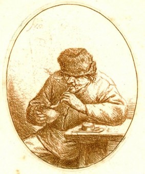 Darstellung eines rauchenden-Arbeiters in einem Portrait aus dem 18. Jahrhundert von Adriaen van Ostade Smoker