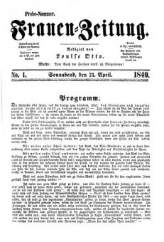  Titelseite der Probenummer von Louise Ottos "Frauen-Zeitung" aus dem Jahre 1840