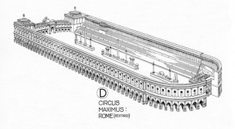 Zeichnerische Rekonstruktion des Circus Maximus 