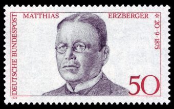 50 Pfenig Briefmarke mit Matthias Enzensberger Portrait