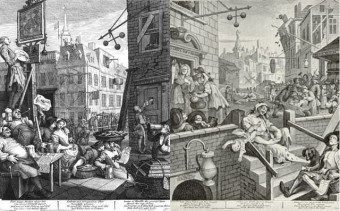 "Beer-Street And Gin Lane" von William Hogarth Das Gemälde "Beer-Street And Gin Lane" von William Hogarth
