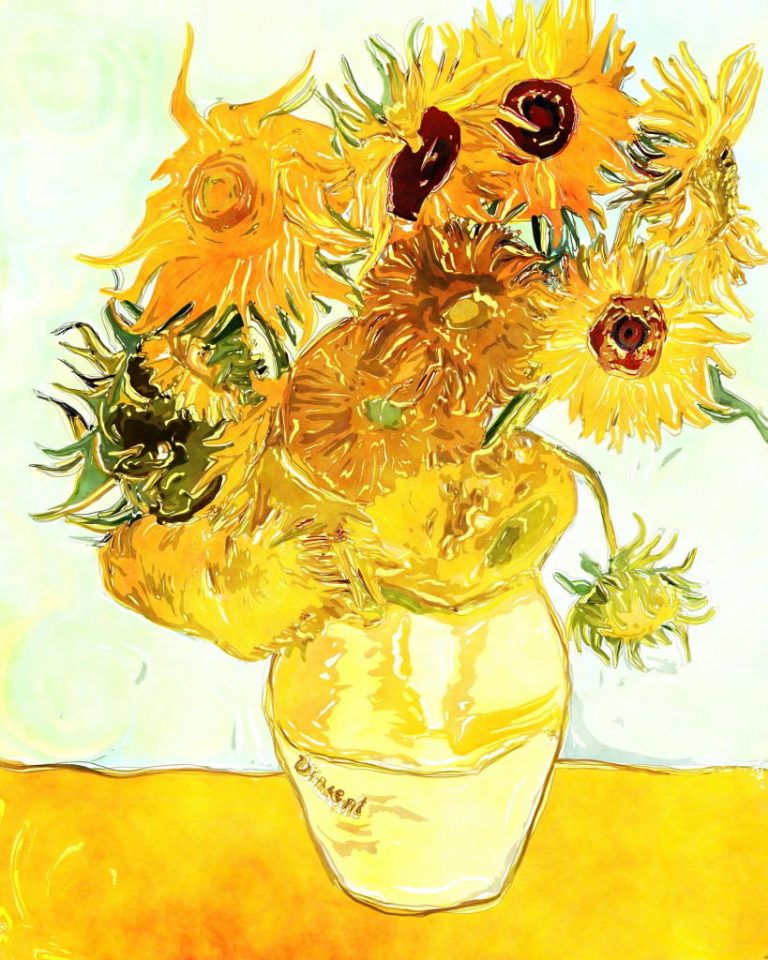 Vincent van Gogh - Zwölf Sonnenblumen in einer Vase.  